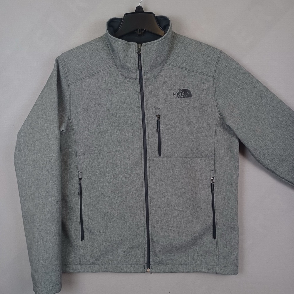 The North Face Jacket Mens L Gray WindWall Softshell Fleece Lined Full Zip READ